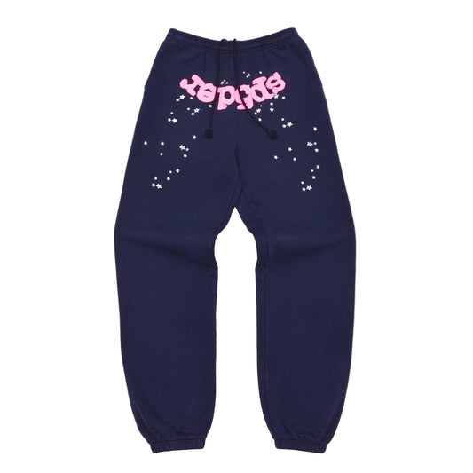Sp5der Sweatpants Navy and Pink