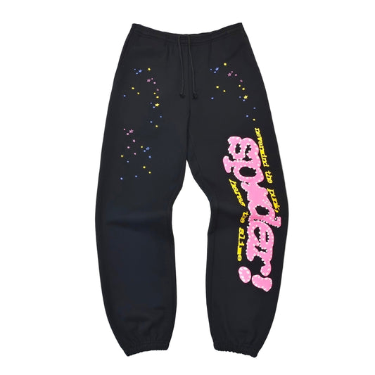 Sp5der Sweatpants Black and Pink