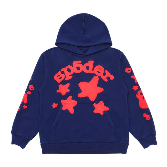 Sp5der Hoodie Navy and Red
