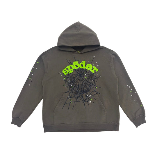 Sp5der Hoodie Grey and Green