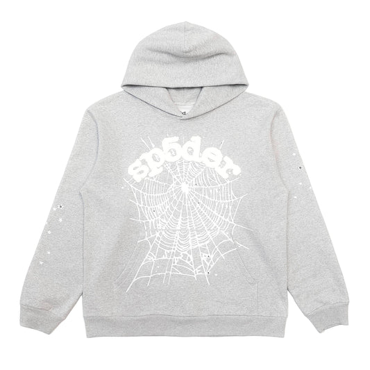 Sp5der Hoodie Grey and White